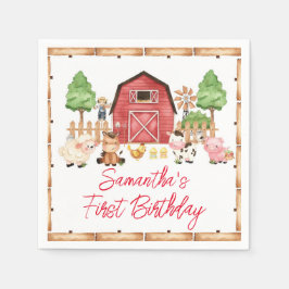 Birthday Party für rote Landtiere Serviette