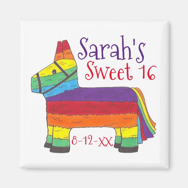 Birthday Party Gefallen Rainbow Donkey Animal Piña Magnet (Vorne)