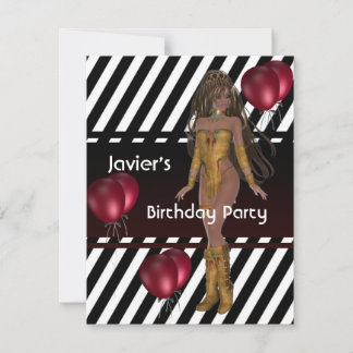 Birthday Party Girl Red Balloons Mans 2 Einladung