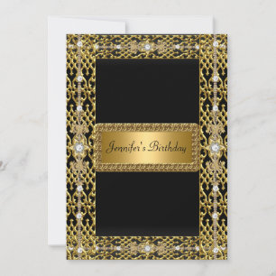 Birthday Party Gold Black jedes Alter Einladung