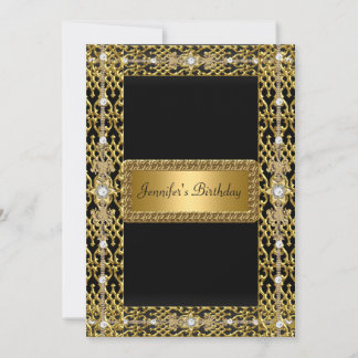 Birthday Party Gold Black jedes Alter Einladung