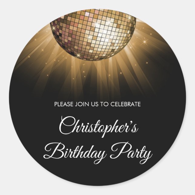Birthday Party Gold Parco Tassino Runder Aufkleber (Vorderseite)