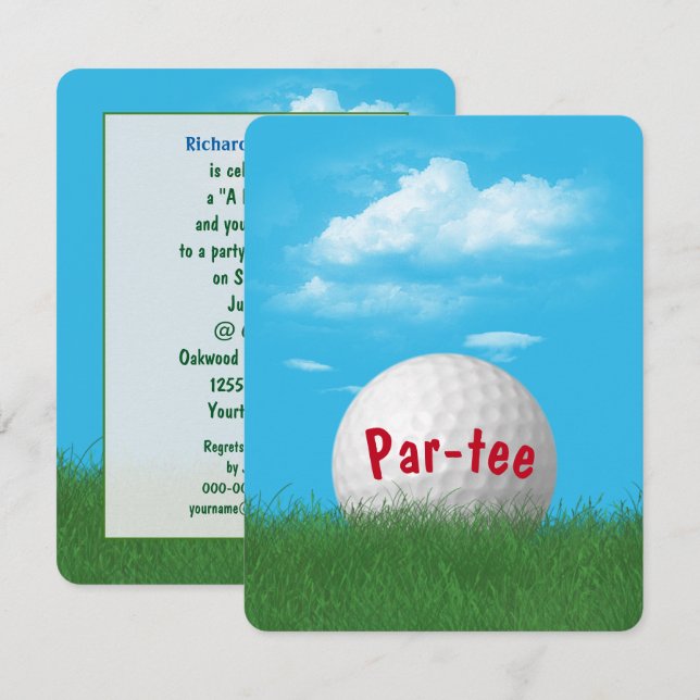 Birthday Party Golf Ball Einladung (Vorne/Hinten)