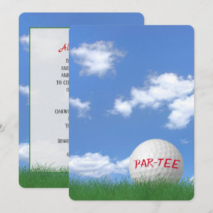 Birthday Party Golf Ball im Grass Einladung