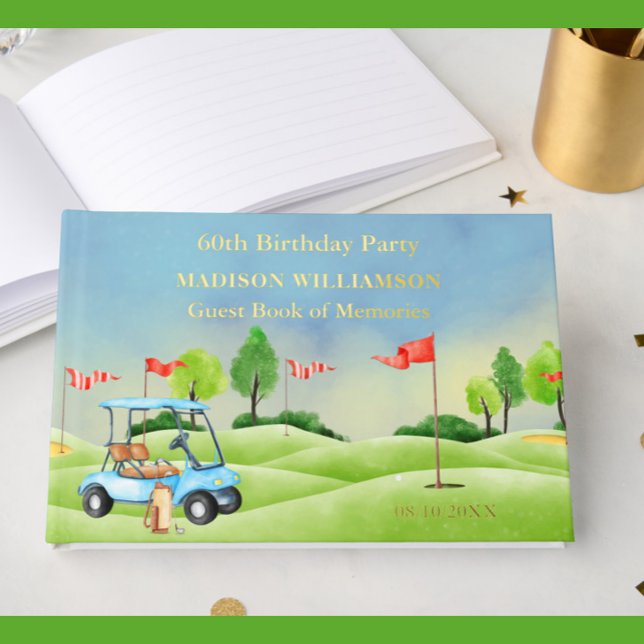 Birthday Party Golf Theme Real Gold Gästebuch (Von Creator hochgeladen)