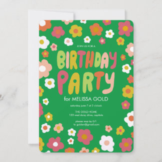BIRTHDAY PARTY Groovy Daisies Floral CUSTOM Einladung