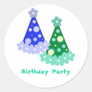 Birthday Party Hats Runder Aufkleber