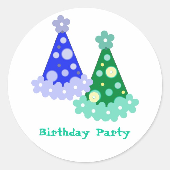 Birthday Party Hats Runder Aufkleber (Vorderseite)