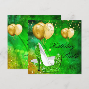 Birthday Party High Heels Limette Green Gold Einladung