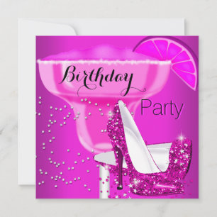 Birthday Party Hot Pink Cocktail High Heels Einladung
