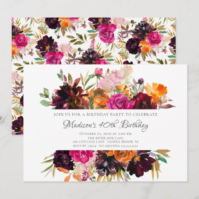 Birthday Party im Herbst Einladung (Vorne/Hinten)