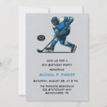 Birthday Party in Blue and Grey Hockey