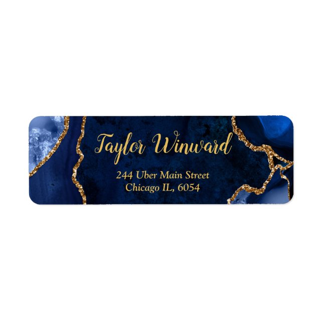 Birthday Party in Navy Blue und Gold Agate Marble (Vorne)