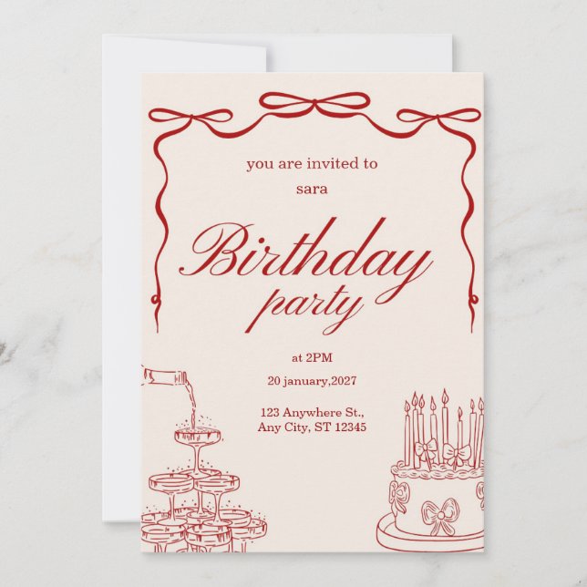 birthday party invitation card einladung (Vorderseite)