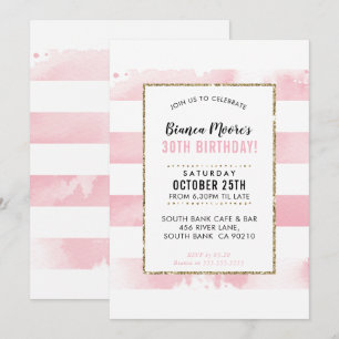 BIRTHDAY PARTY INVITE goldfarbener Streifen Einladung
