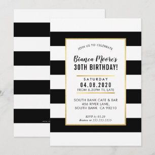 BIRTHDAY PARTY INVITE moderne minimale schwarze St Einladung