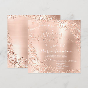 Birthday Party Leafs Wreath Glam Pink Rose Gold Einladung
