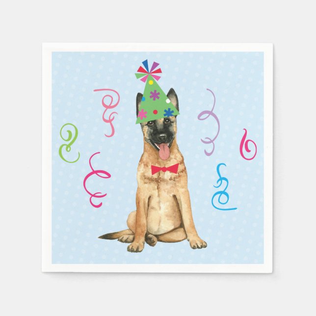 Birthday Party Malinois Serviette (Vorderseite)
