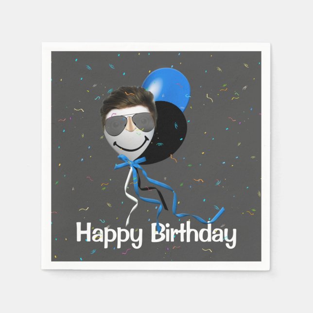Birthday Party Man in Balloon Serviette (Vorderseite)