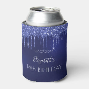 Birthday Party Marine Blue Glitzer Tropfen weiße B Dosenkühler