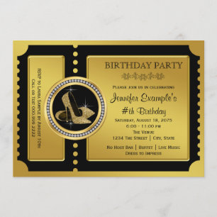 Birthday Party mit Gold High Heel Shoe Einladung