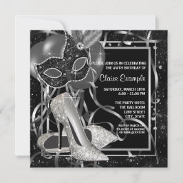 Birthday Party mit schwarzen und weißen High Heels Einladung