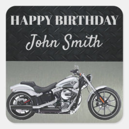 Birthday Party Motorrad Einladung Quadratischer Aufkleber