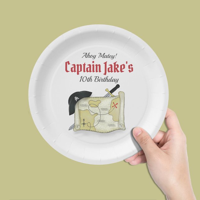 Birthday Party Niedlich Pirate Personalisiert Pappteller (Pirate custom birthday party paper plate. )