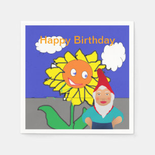 Birthday Party Paper Napkins zu Gnome und Sunflowe Serviette