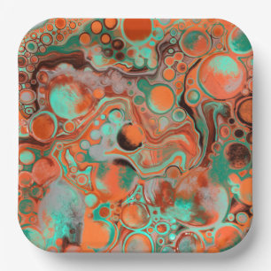 Birthday Party Paper von Orange und Brown Abstrakt Pappteller