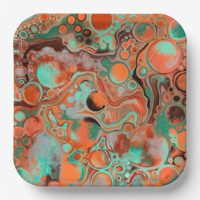 Birthday Party Paper von Orange und Brown Abstrakt Pappteller (Vorderseite)