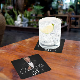 Birthday party photo cheers rechteckiger pappuntersetzer