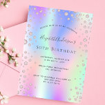 Birthday party rainbow rose gold diamonds purple einladung<br><div class="desc">A trendy, stylish and glamorous invitation for a woman's 50th (or any age) birthday party. A rainbow colored background in purple, pink, rose gold and mint green with an elegant faux rose gold diamond sprinkle. The name is written with a gray colored modern hand lettered style script. Personalize and add...</div>