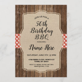 Birthday Party Red Gingham Burlap GRILLEN Invite Einladung