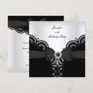 Birthday Party Schwarz-weiß Lace Diamond Top Einladung