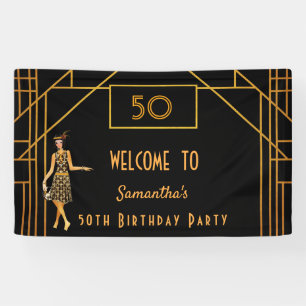 Birthday Party schwarzes Gold 1920er Gatsby Banner