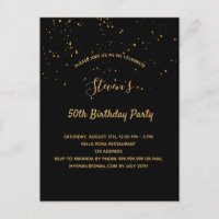 Birthday Party schwarzes Gold einfache Einladung
