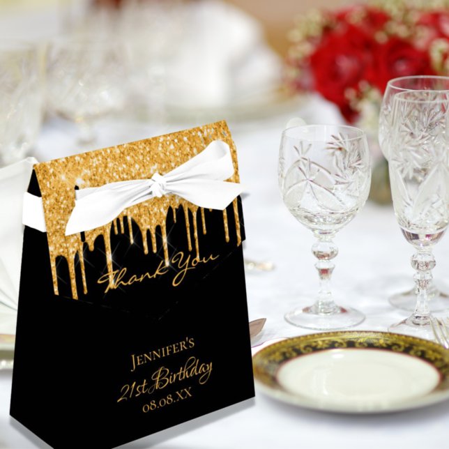 Birthday Party schwarzes Gold vielen Dank Geschenkschachtel (Von Creator hochgeladen)