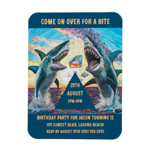 Birthday Party Shark Breaching for Shiny Gems- Magnet