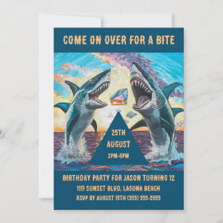 Birthday Party-Shark Chomp Shiny Gems- Einladung