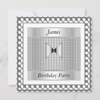 Birthday Party Silver Einladung