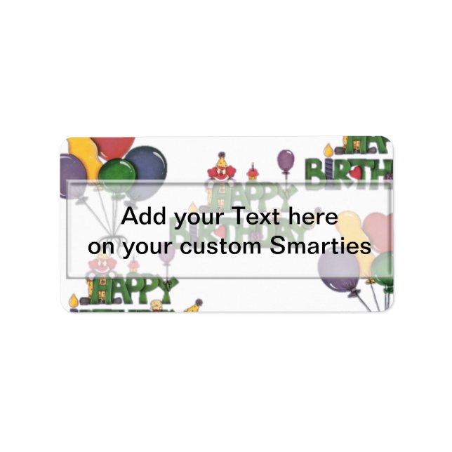 Birthday Party Smartie Candy Wrappers Labels Adressaufkleber (Vorne)