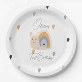 Birthday Party Snail Rainbow Rain Pappteller