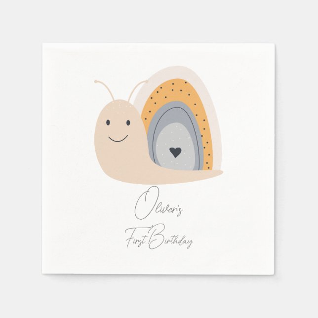 Birthday Party Snail Rainbow Rain Serviette (Vorderseite)