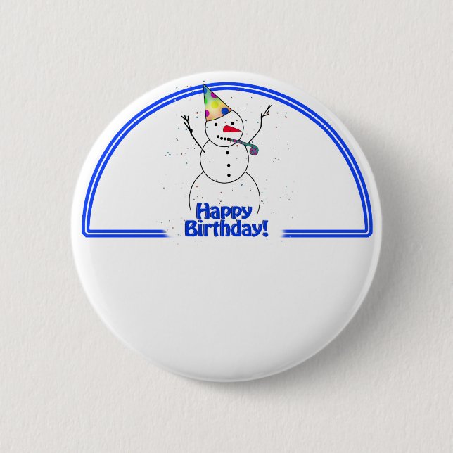 Birthday Party Snowman Button (Vorderseite)