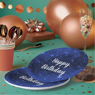 Birthday Party Star Galaxy On Blue Pappteller