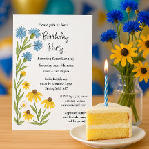 Birthday Party Watercolor Wildflowers 