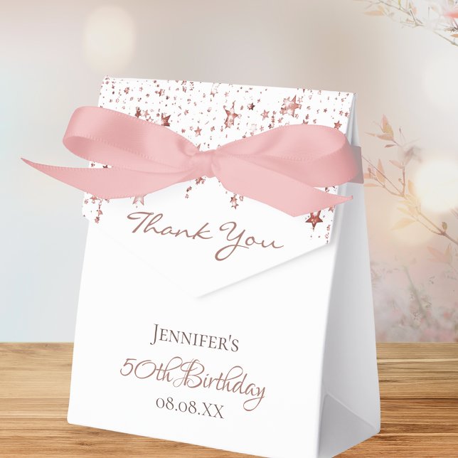 Birthday Party White Rose Gold Stars Danke Geschenkschachtel (Von Creator hochgeladen)