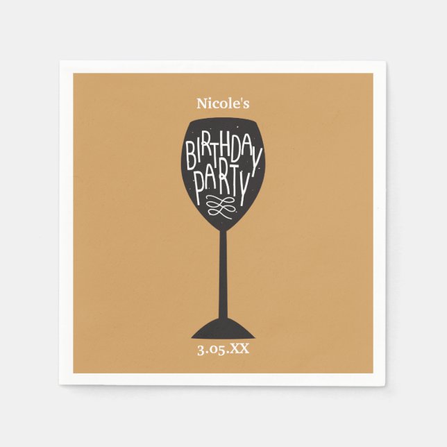 BIRTHDAY PARTY Wine Glass ANDERE FARBEN Napkins Serviette (Vorderseite)