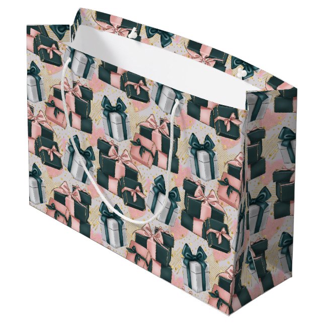 Birthday Pattern  Große Geschenktüte (Rückseite Schrägansicht)